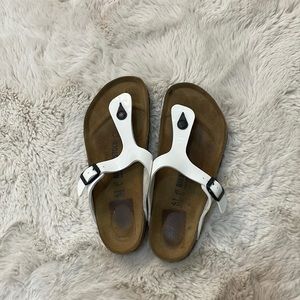 White Birkenstock slippers